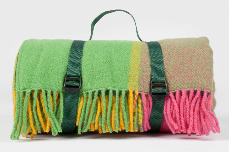 Tweedmill-Picknickkleed-wol-Geblokt-Groen-roze-waterdicht