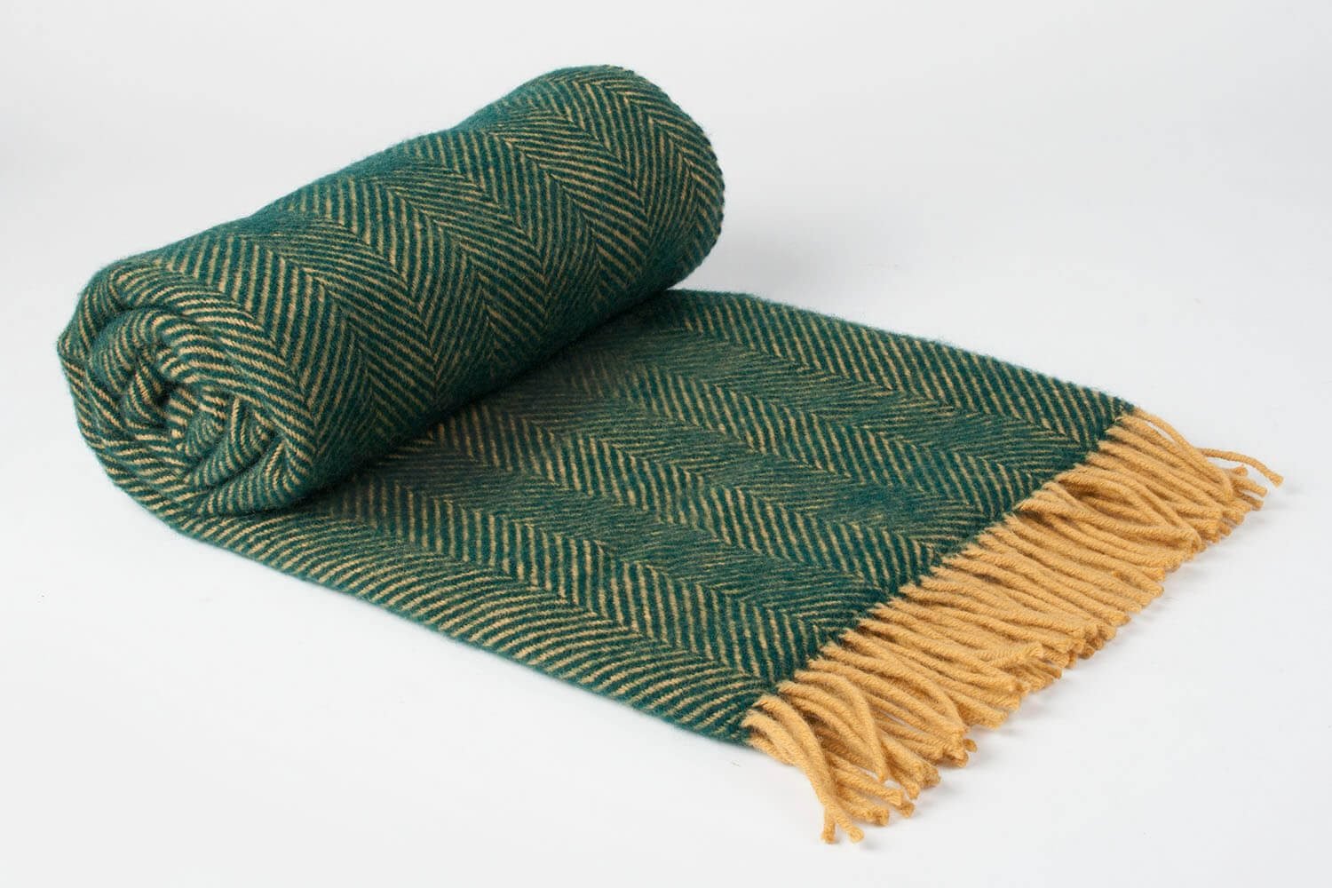 Tweedmill-Picknickkleed-wol-Visgraat-Groen-geel-waterdicht