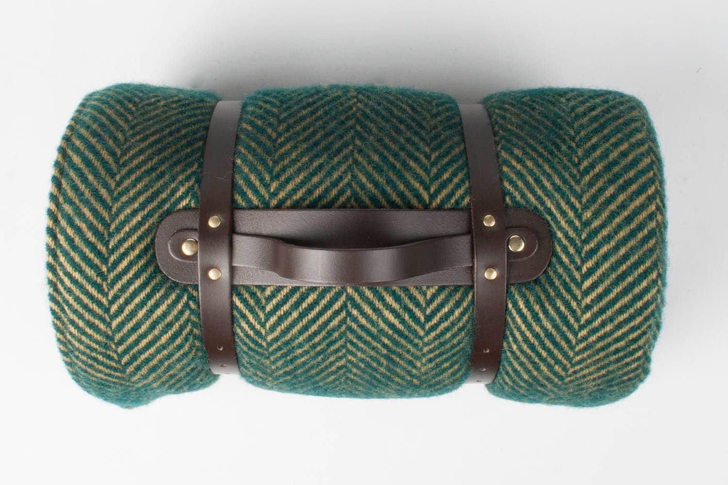 Tweedmill-Picknickkleed-wol-Visgraat-Groen-geel-waterdicht