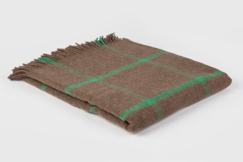 Bronte plaid - geruit - Bruin groen - wollen-dekentje