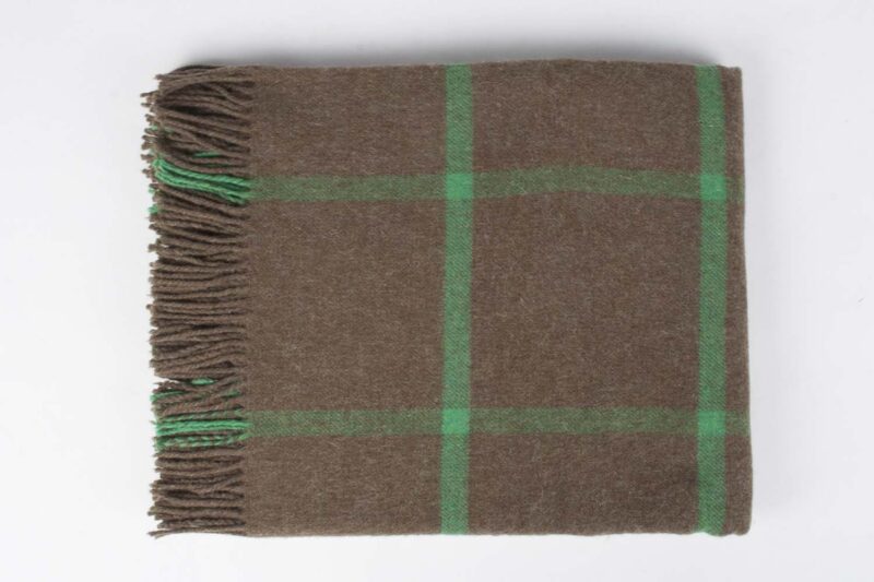 Bronte plaid - geruit - Bruin groen - wollen-dekentje