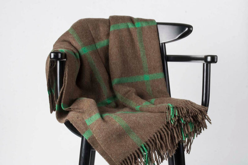 Bronte plaid - geruit - Bruin groen - wollen-dekentje