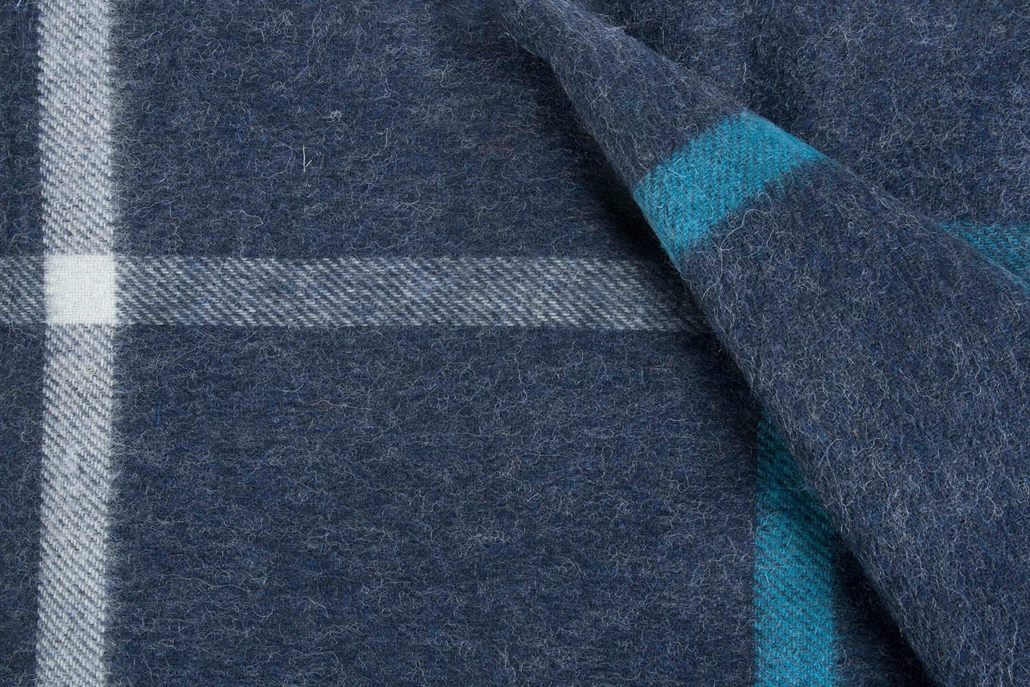 Bronte plaid - geruit - Donkerblauw - Lichtblauw - wollen-dekentje