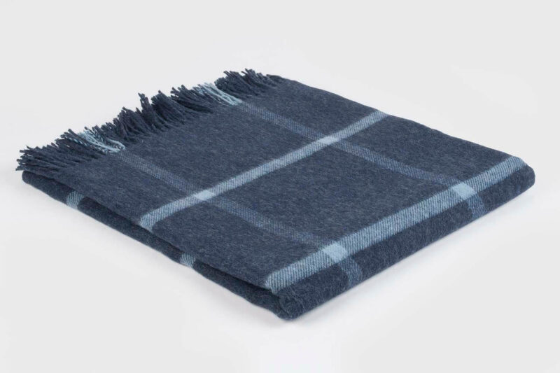 Bronte plaid - geruit - Donkerblauw - wollen-dekentje