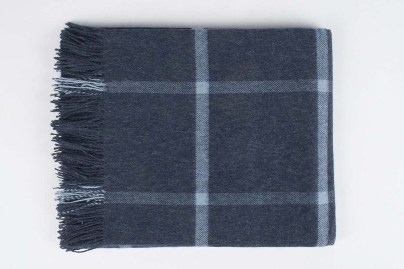 Bronte plaid - geruit - Donkerblauw - wollen-dekentje