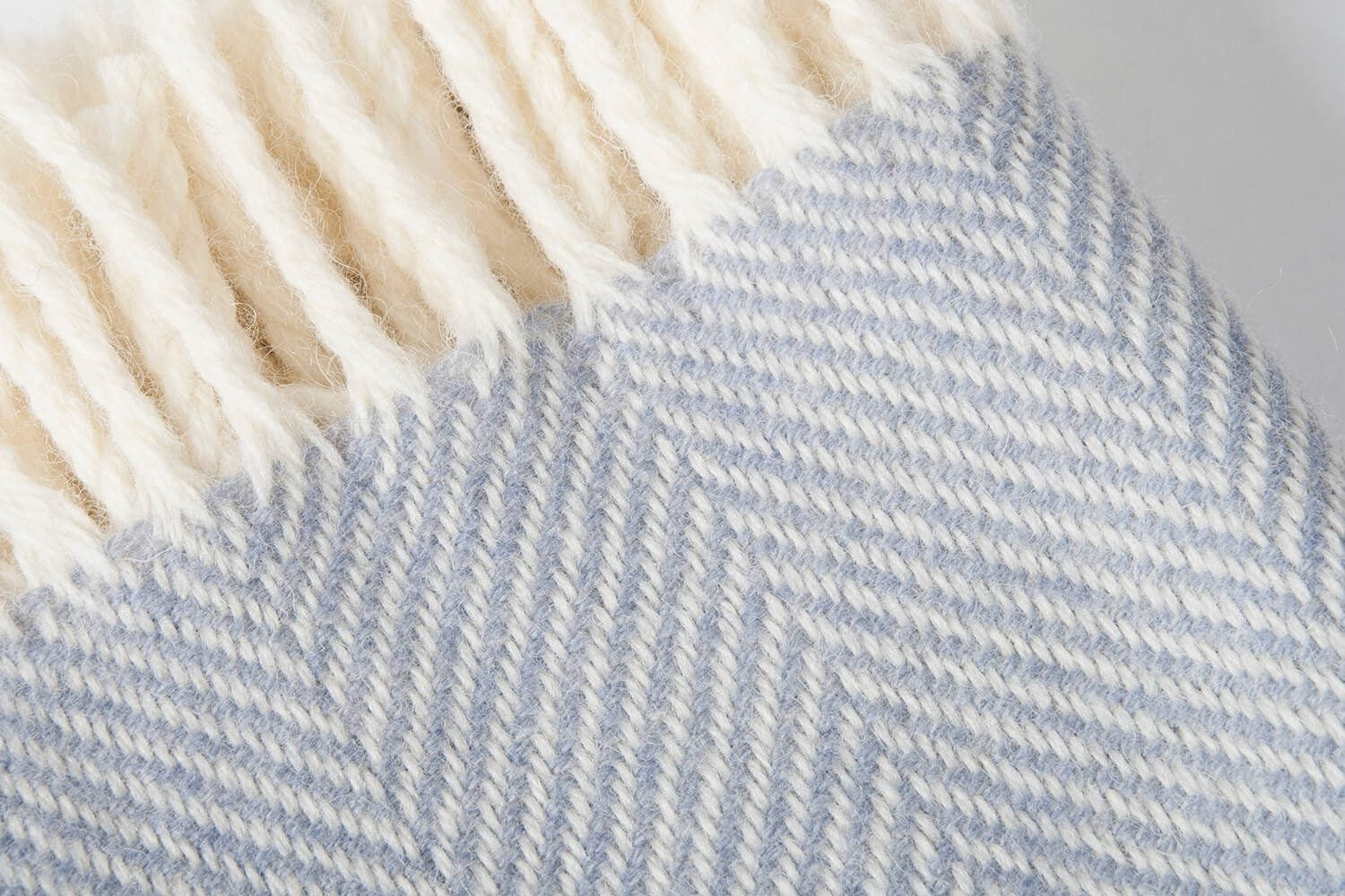 McNutt kinder dekentje-visgraat-Babyblauw-wit-wollen-dekentje