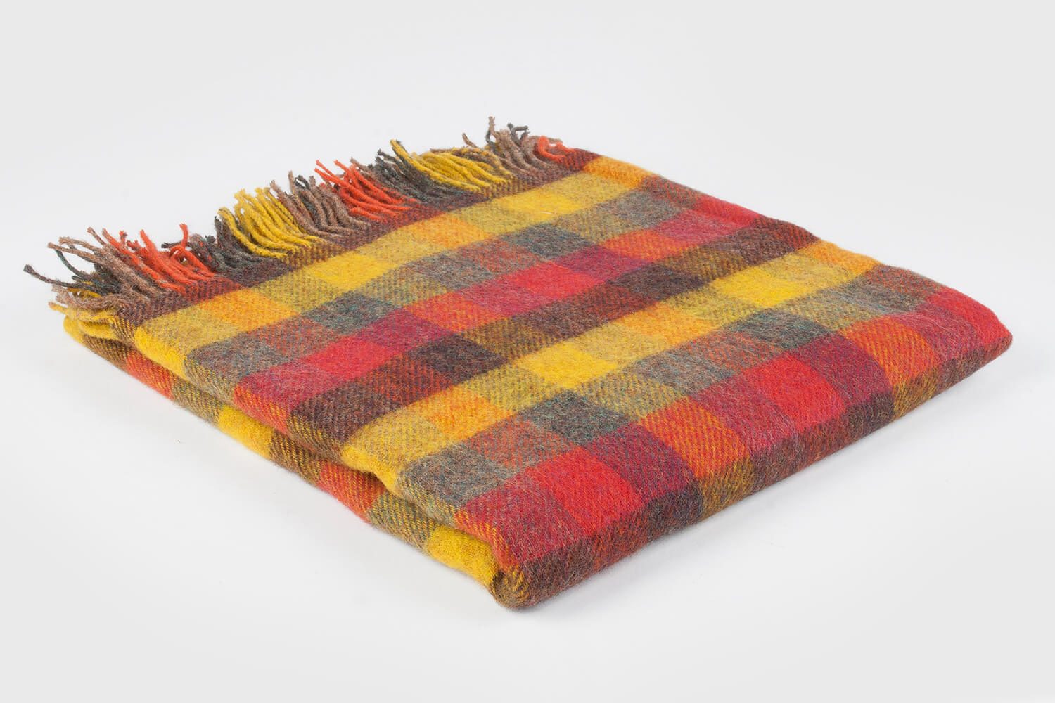 Plaid - Geblokt - Okergeel - Oranje - wollen-dekentje