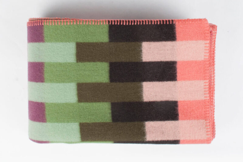 Røros plaid - Åsmund Bold - Roze - Groen - wollen-dekentje