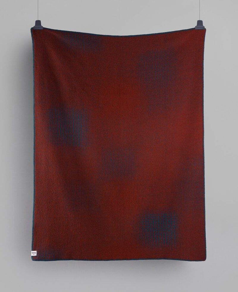 Røros plaid - Bernadette Turkoois - Rood Blauw - wollen-dekentje