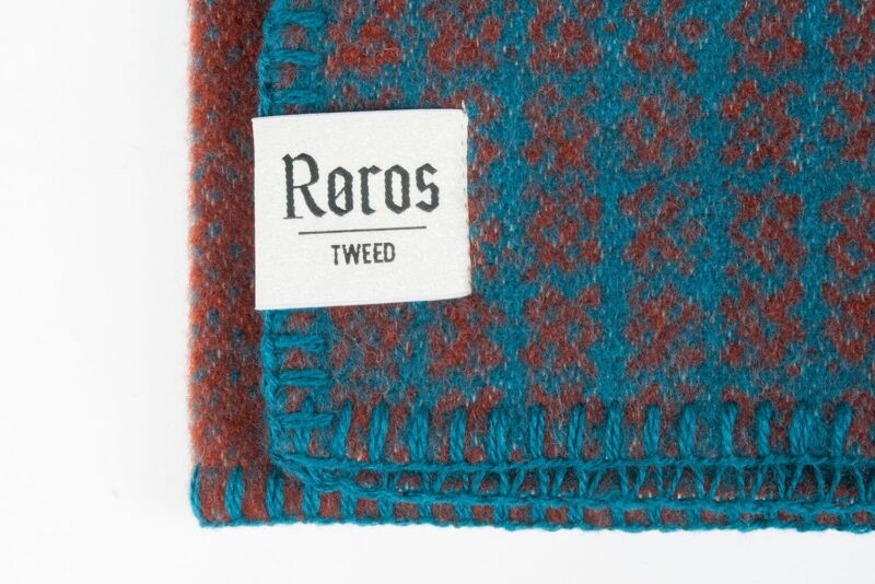 Røros plaid - Bernadette Turkoois - Rood Blauw - wollen-dekentje