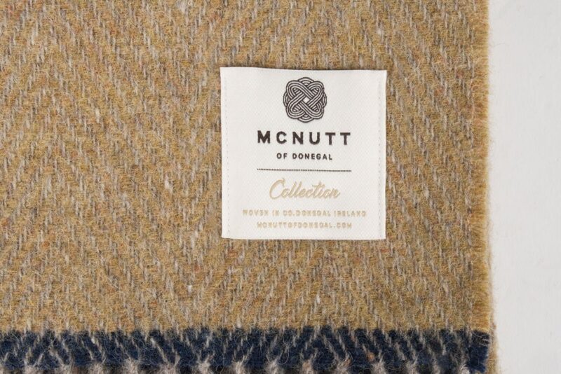 McNutt plaid - effen - Zand bies blauw-wollen-dekentje