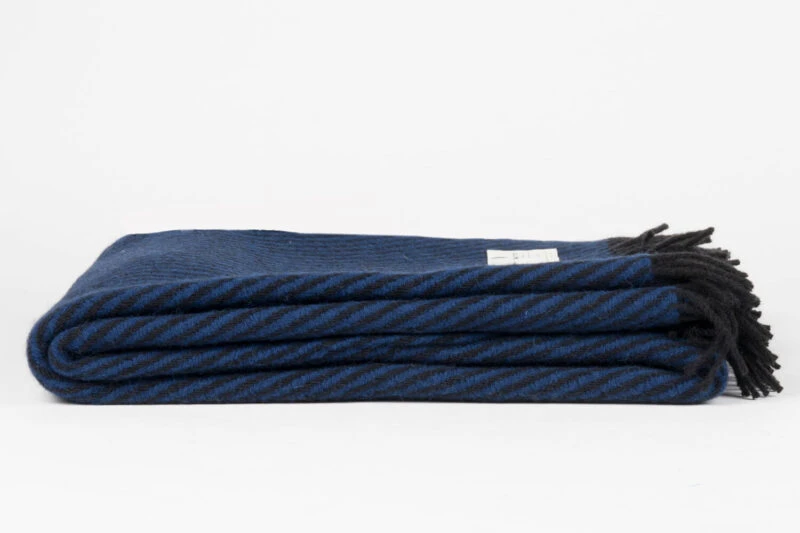 McNutt plaid - gestreept - Donkerblauw Zwart-wollen-dekentje