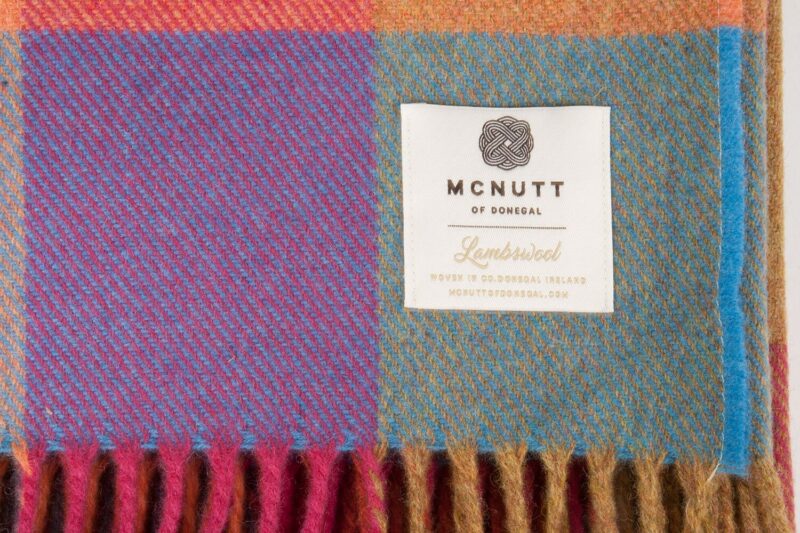 McNutt plaid lamswol-Geblokt-Oranje blauw-lamswollen-dekentje