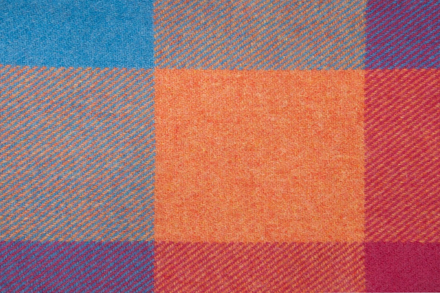 McNutt plaid lamswol-Geblokt-Oranje blauw-lamswollen-dekentje