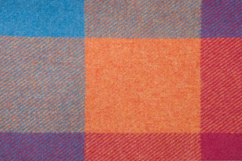 McNutt plaid lamswol-Geblokt-Oranje blauw-lamswollen-dekentje