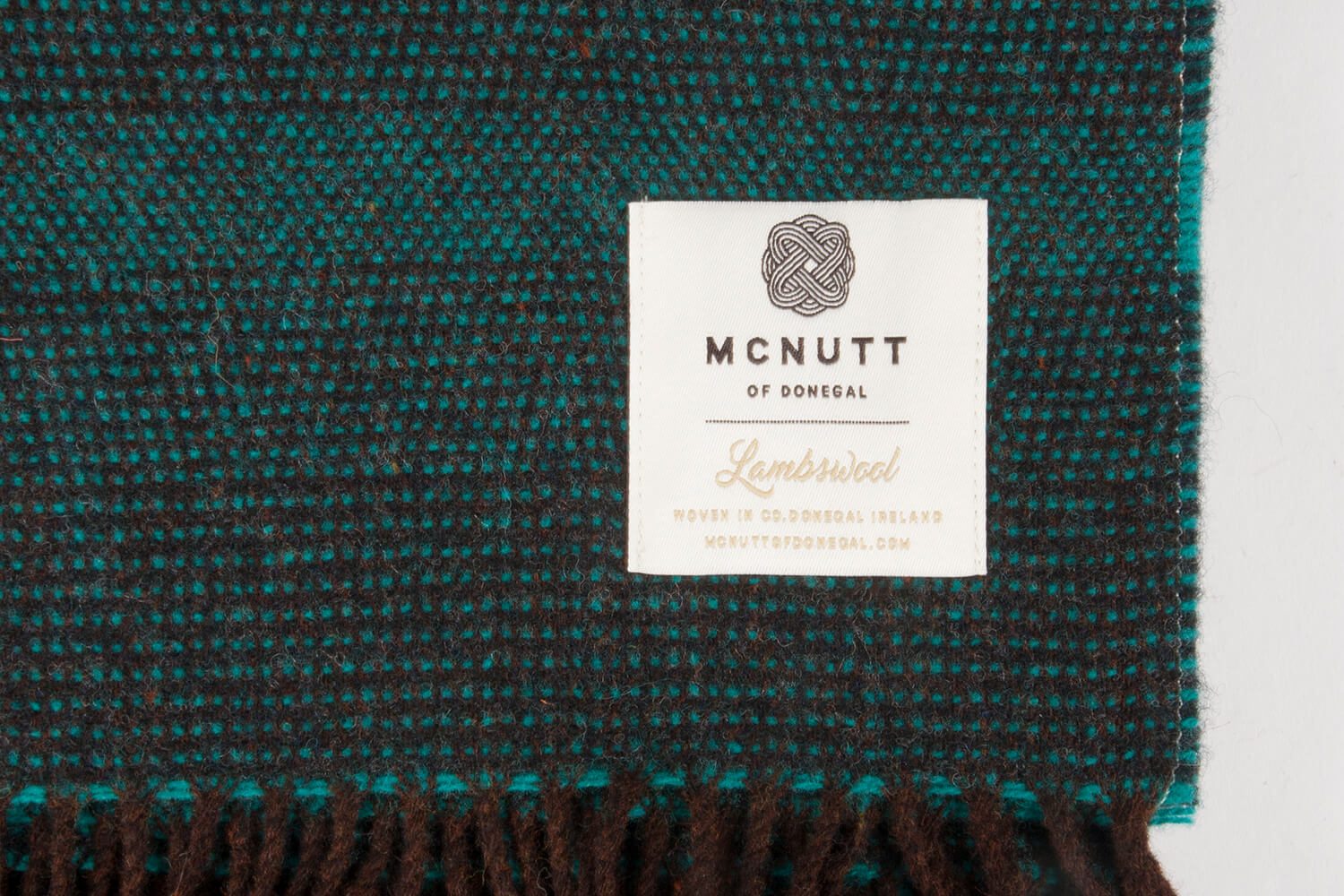 McNutt plaid lamswol-stippellijn-Mintblauw bruin-lamswollen-dekentje