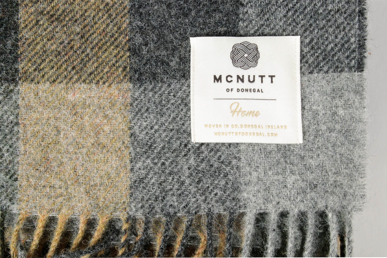 McNutt plaid - Geblokt - Okergeel grijser-wollen-dekentje