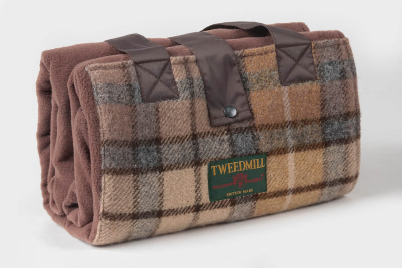 Tweedmill-Picknickkleed-Tasje-Fleece-Wol-Tartan-Bruin-waterdicht