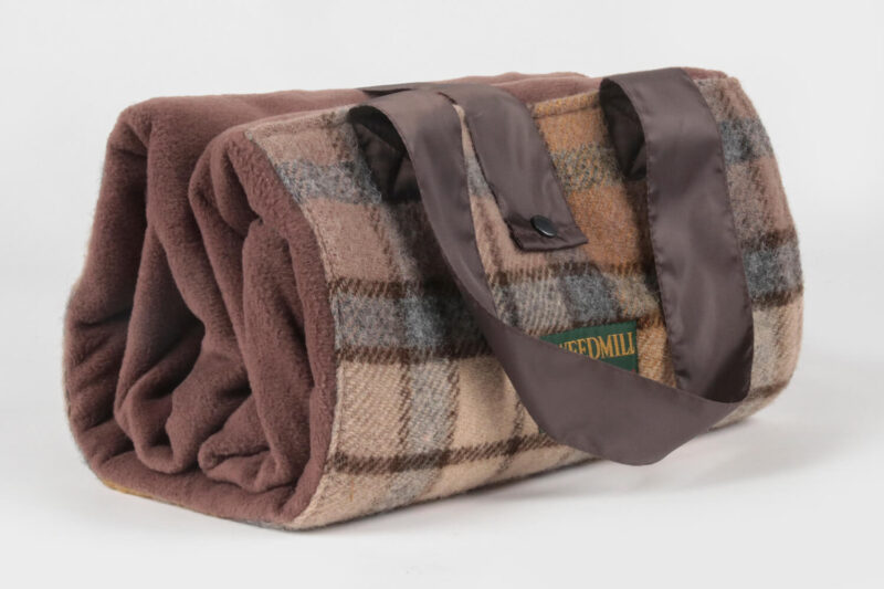 Tweedmill-Picknickkleed-Tasje-Fleece-Wol-Tartan-Bruin-waterdicht