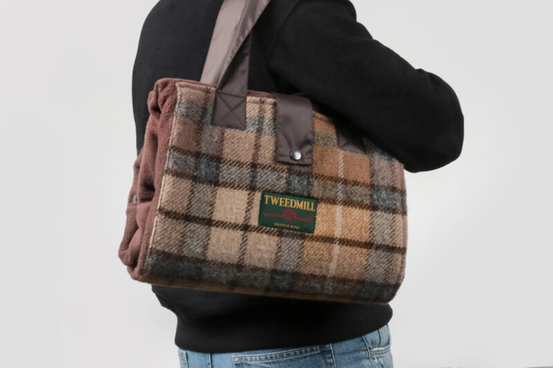 Tweedmill-Picknickkleed-Tasje-Fleece-Wol-Tartan-Bruin-waterdicht