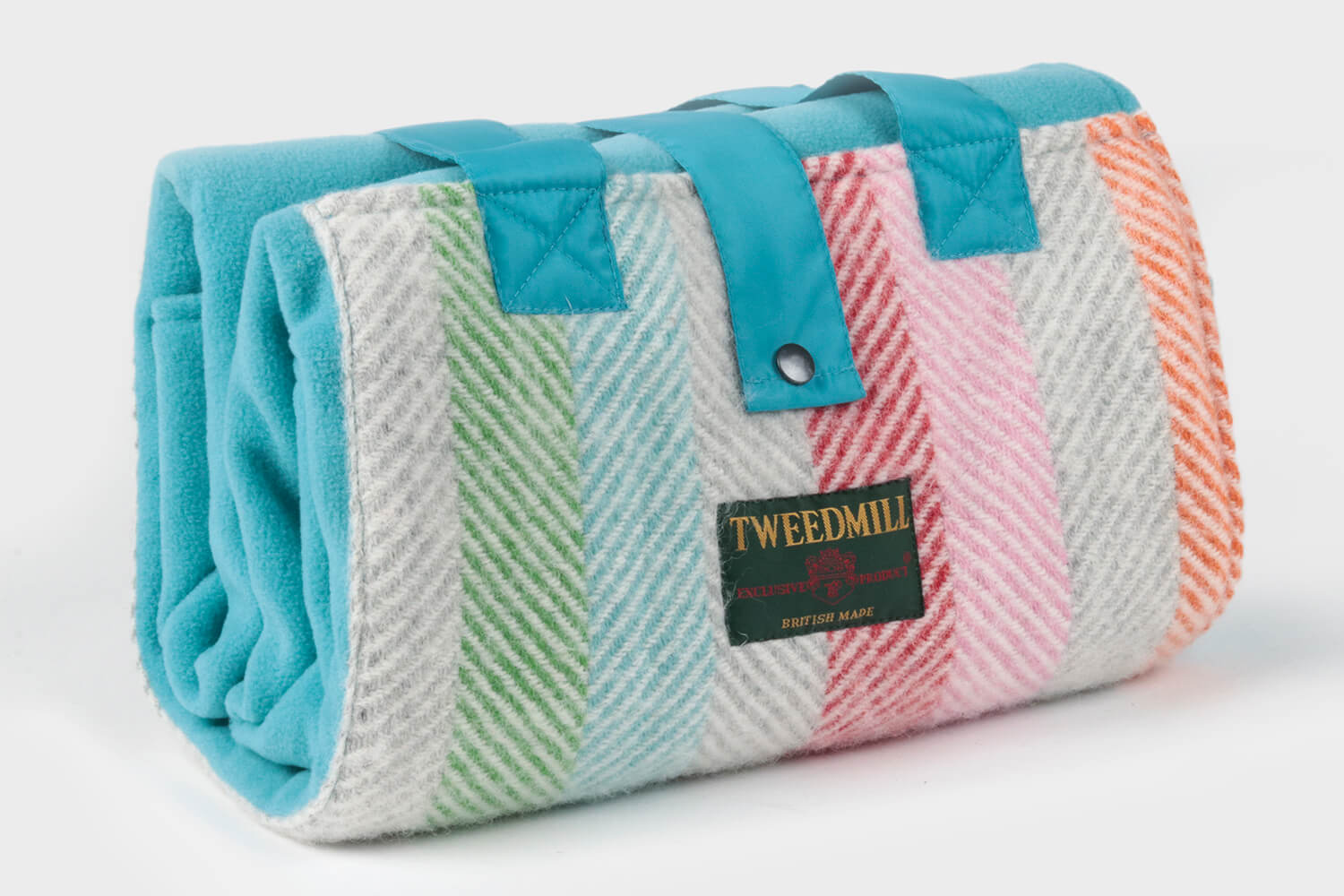 Tweedmill-Picknickkleed-Tasje-Fleece-Wol-Visgraat-Regenboog-waterdicht