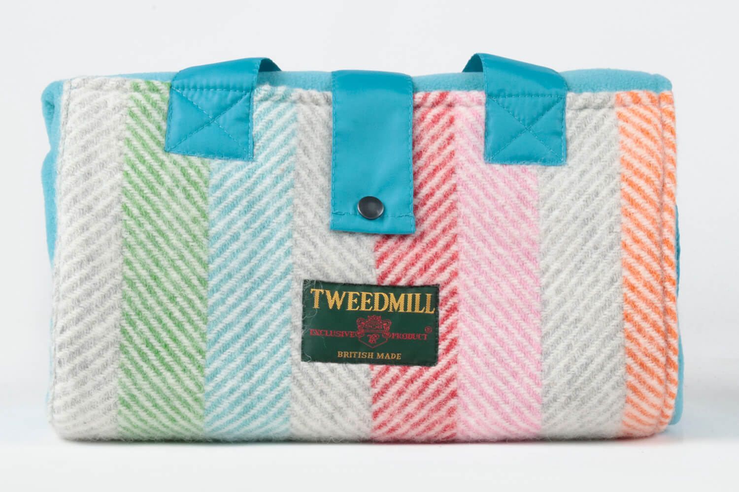 Tweedmill-Picknickkleed-Tasje-Fleece-Wol-Visgraat-Regenboog-waterdicht