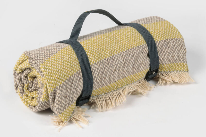 Tweedmill-Picknickkleed wol-Banen-Geel-Beige-waterdicht