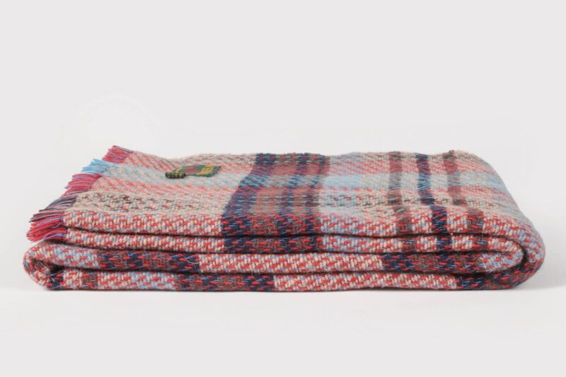 Tweedmill plaid LARGE-Recycled wol-Tartan-Blauw bruin-wollen-dekentje