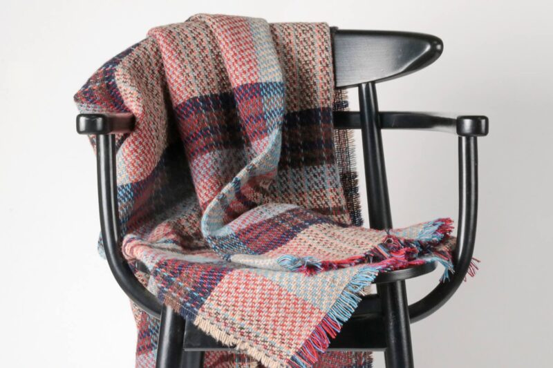 Tweedmill plaid LARGE-Recycled wol-Tartan-Blauw bruin-wollen-dekentje