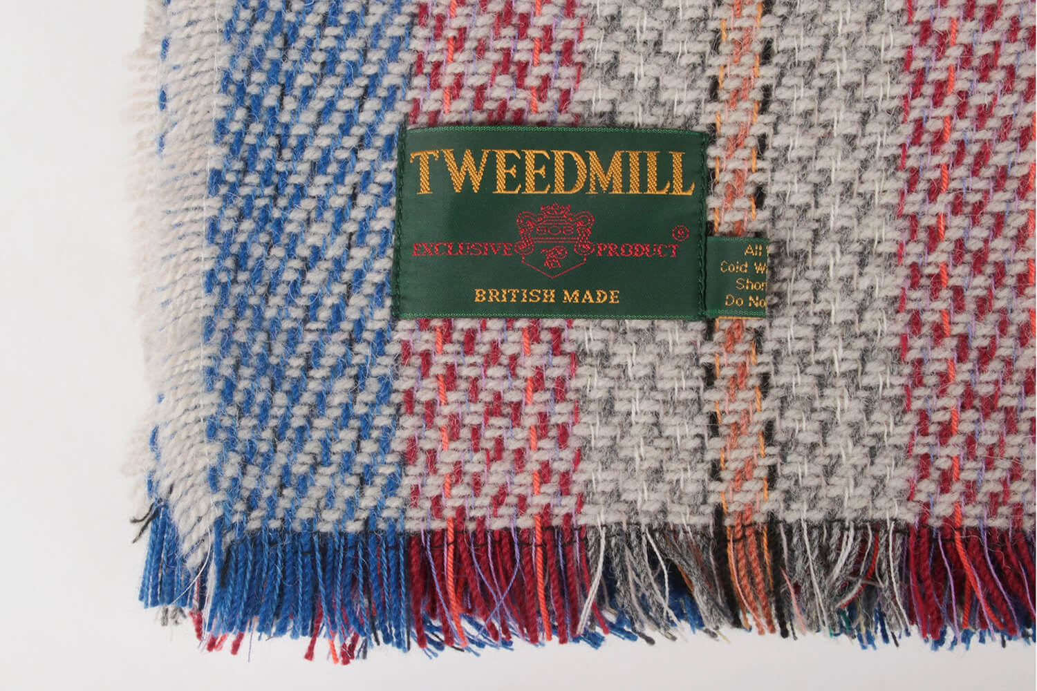 Tweedmill plaid LARGE-Recycled wol-Tartan-Lichtblauw beige-wollen-dekentje