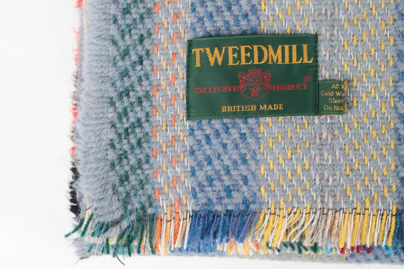 Tweedmill plaid LARGE-Recycled wol-Tartan-Lichtblauw roze-wollen-dekentje