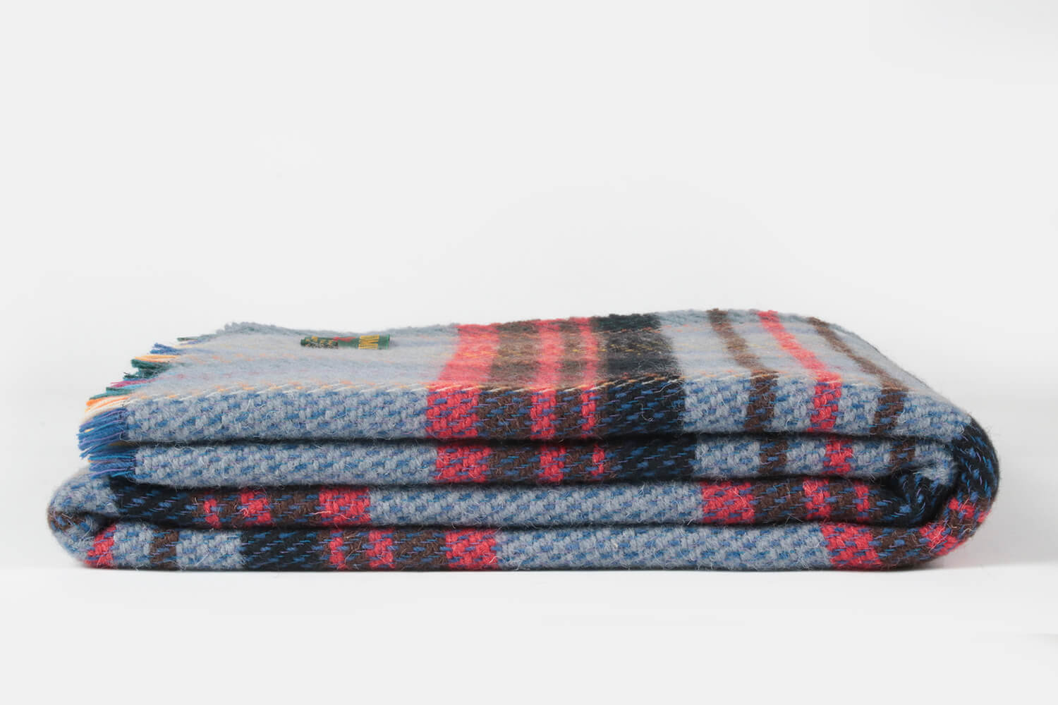 Tweedmill plaid LARGE-Recycled wol-Tartan-Lichtblauw roze-wollen-dekentje
