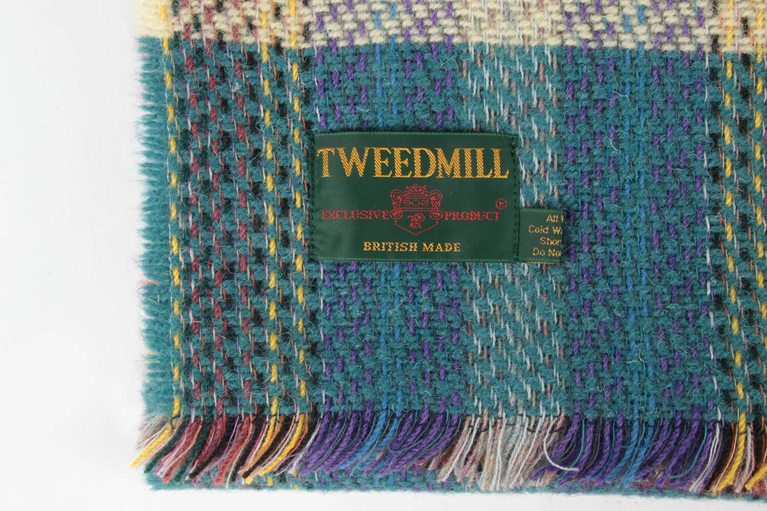 Tweedmill plaid MEDIUM-Recycled wol-Tartan-Aquagroen rood-wollen-dekentje
