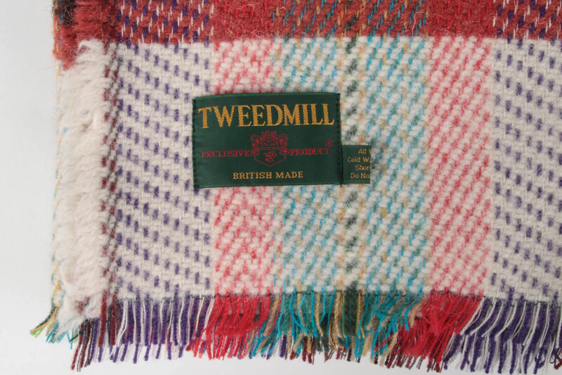 Tweedmill plaid MEDIUM-Recycled wol-Tartan-Beige rood-wollen-dekentje