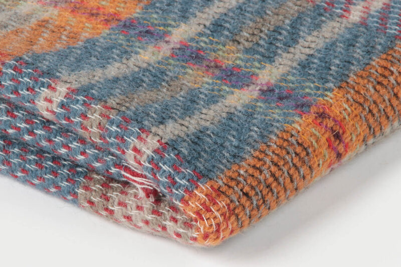 Tweedmill plaid MEDIUM-Recycled wol-Tartan-Blauw oranje-wollen-dekentje