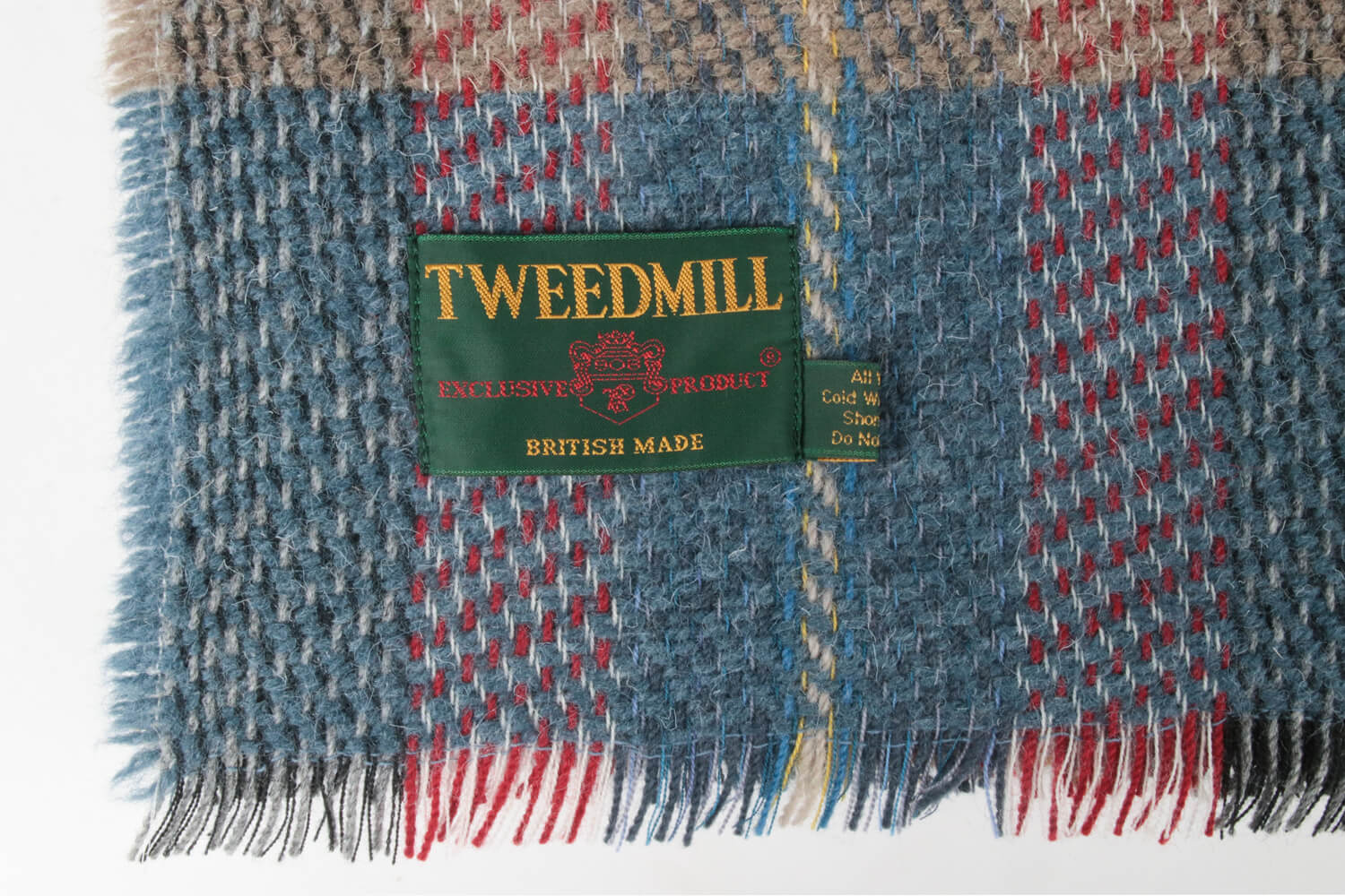 Tweedmill plaid MEDIUM-Recycled wol-Tartan-Blauw oranje-wollen-dekentje
