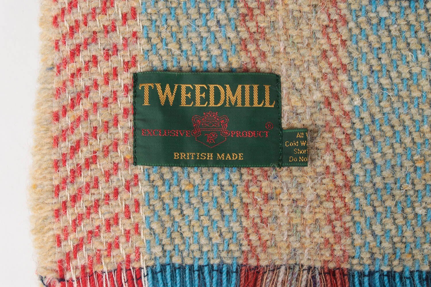 Tweedmill plaid Recycled wol-Tartan-Beige-Blauw-Groen-MEDIUM-wollen-dekentje