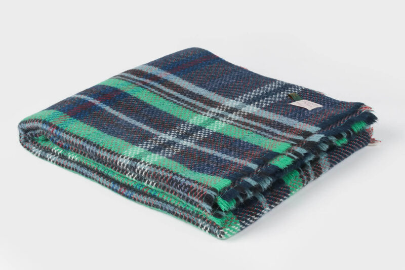 Tweedmill plaid Recycled wol-Tartan-Blauw Groen-wollen-dekentje