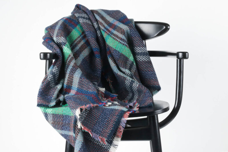 Tweedmill plaid Recycled wol-Tartan-Blauw Groen-wollen-dekentje