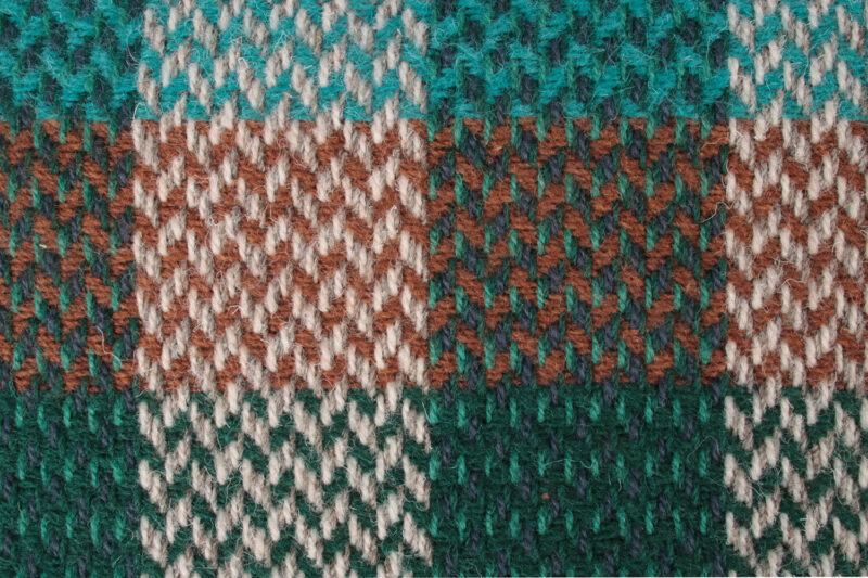 Tweedmill plaid XL-Recycled wol-Blokken-Groen bruin-wollen-dekentje