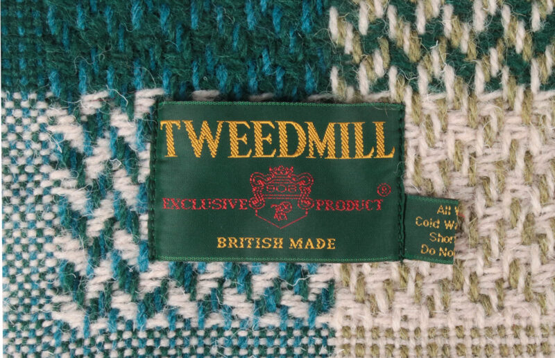 Tweedmill plaid XL-Recycled wol-Blokken-Groen rood-wollen-dekentje