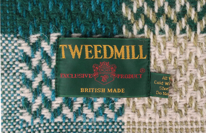 Tweedmill plaid XL-Recycled wol-Blokken-Groen rood-wollen-dekentje