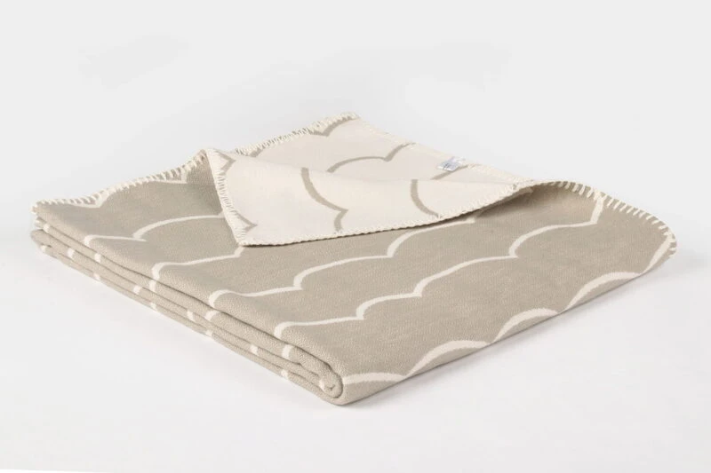 Tweedmill-Golven Grijs Beige-katoenen-dekentje-plaid