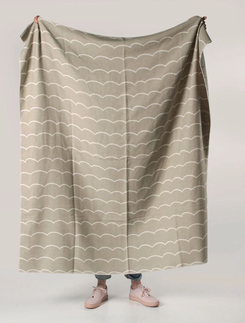 Tweedmill-Golven Grijs Beige-katoenen-dekentje-plaid