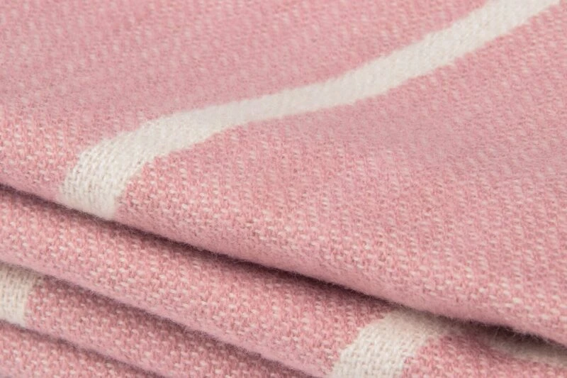 Tweedmill-Lijnen vierkanten Roze-Wit-katoenen-dekentje-plaid