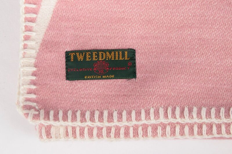 Tweedmill-Lijnen vierkanten Roze-Wit-katoenen-dekentje-plaid