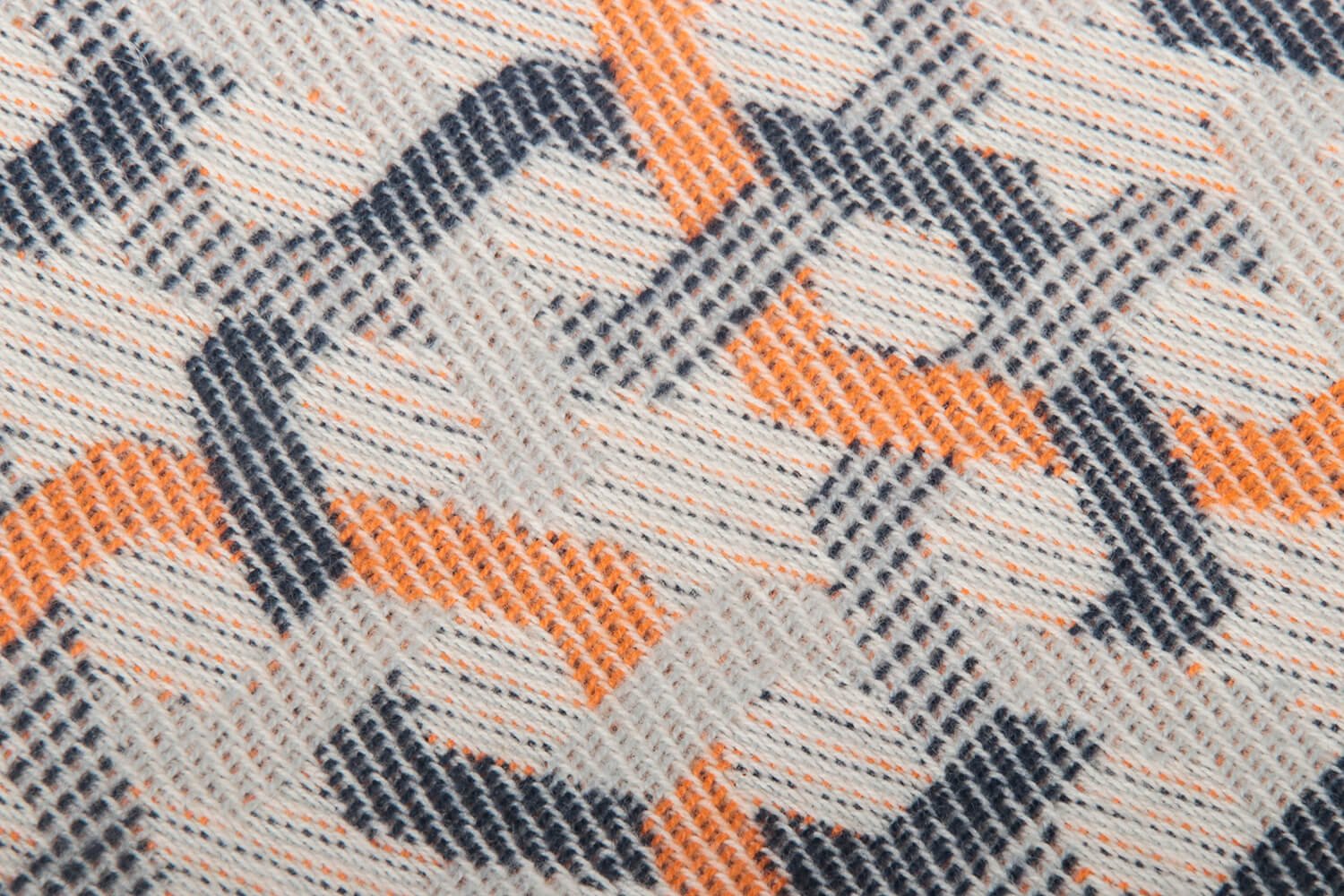 Tweedmill-Mirage patroon-Beige-blauw-oranje-katoenen-dekentje-plaid