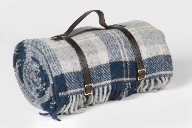 Tweedmill-Picknickkleed wol-Tartan-Donkerblauw grijs-waterdicht