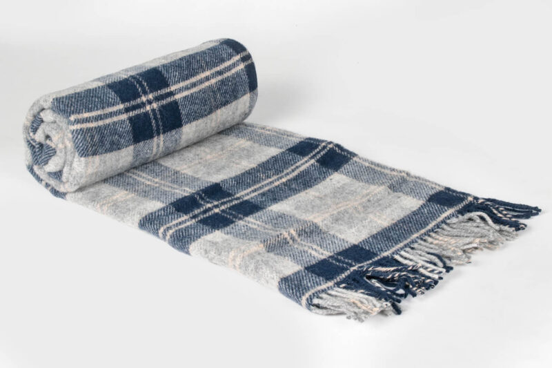 Tweedmill-Picknickkleed wol-Tartan-Donkerblauw grijs-waterdicht