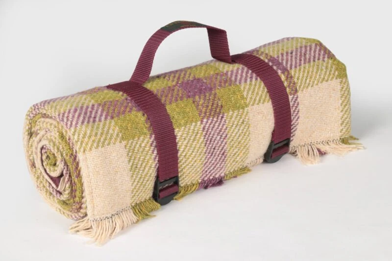 Tweedmill-Picknickkleed wol-Tartan-Groen-Paars-waterdicht